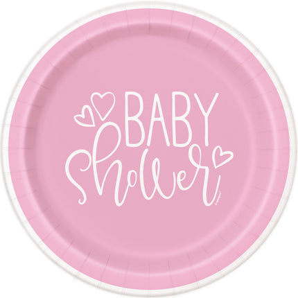 Platos Baby Shower Rosa 23cm 8pcs