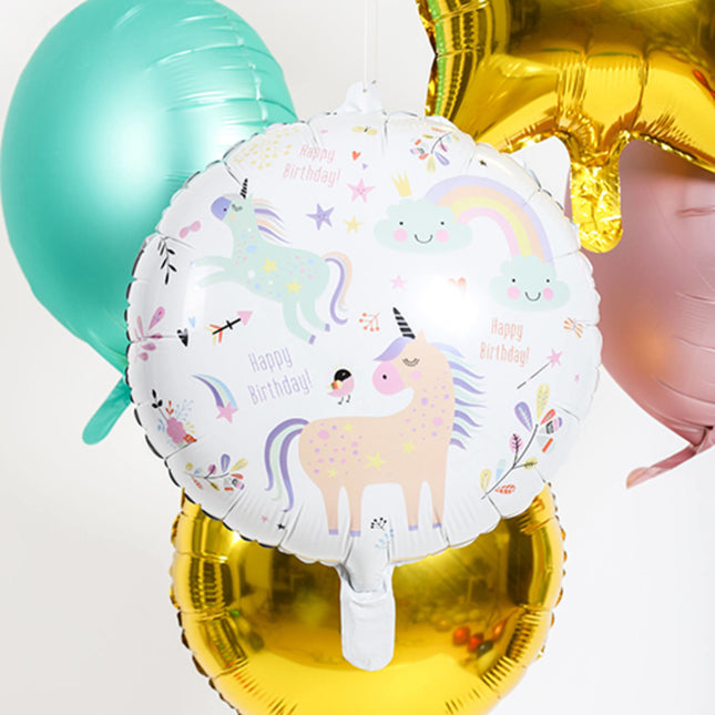 Globo de Helio Feliz Cumpleaños Unicornio Vacío 45cm