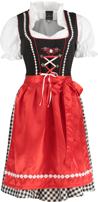 Vestido Dirndl Blanco y Negro Oktoberfest Damas A Cuadros