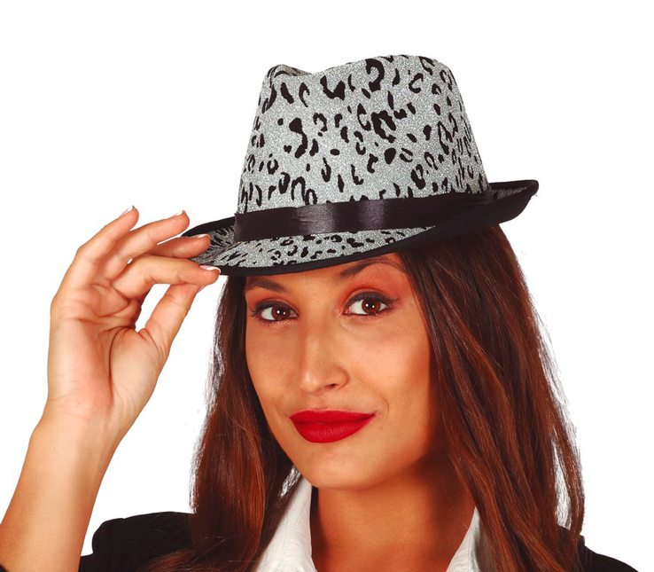 Sombrero de leopardo gris