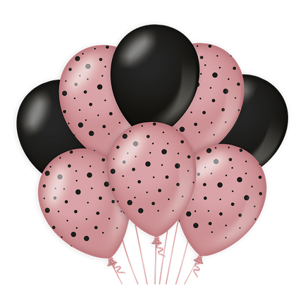 Globos Oro Rosa Negro 30cm 6pcs