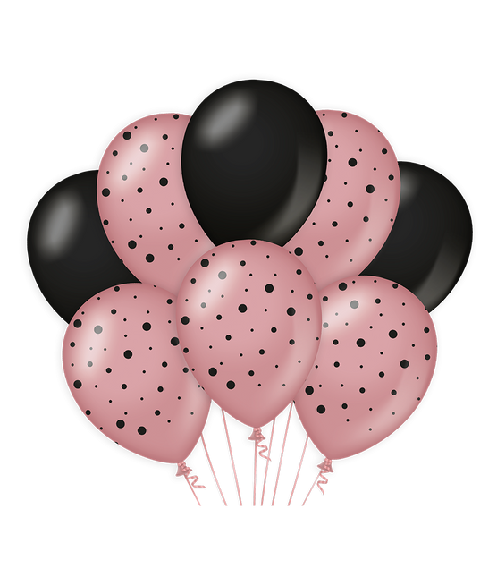 Globos Oro Rosa Negro 30cm 6pcs