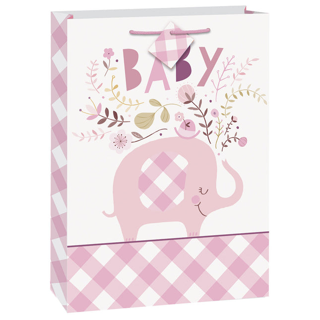 Bolsa regalo bebé elefante rosa