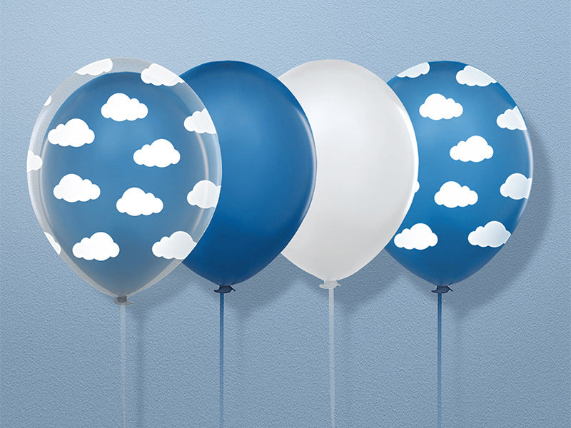 Globos Azules Nubes Blancas 30cm 6pcs