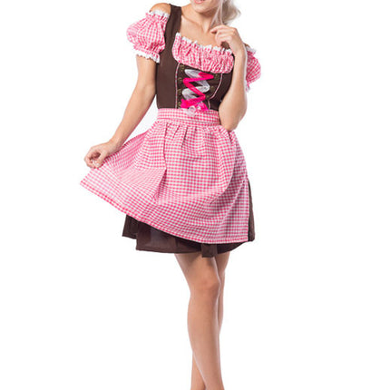 Vestido Dirndl Oktoberfest Rosa Marrón