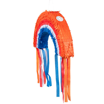 Piñata Arco Iris Naranja Rojo Blanco Azul 45cm