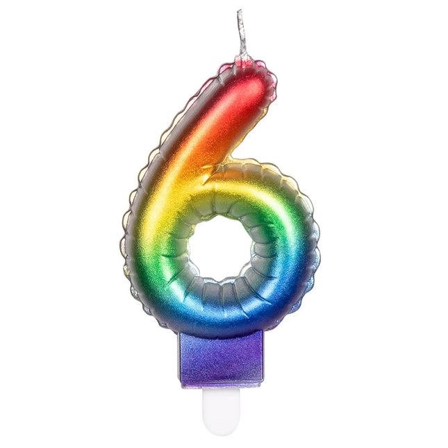 Vela Arco Iris 6 Años 8cm