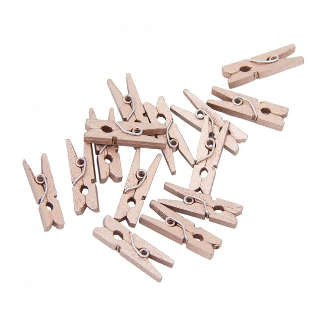 Mini Clavijas Madera Oro Rosa 24pcs