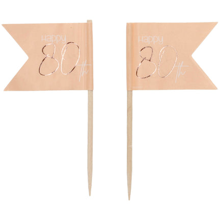 Pinchos 80 Años Oro Rosa 6,5cm 36pcs