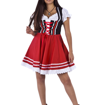 Oktoberfest Vestido Dirndl Oktoberfest Rojo Blanco Señoras 2 Piezas