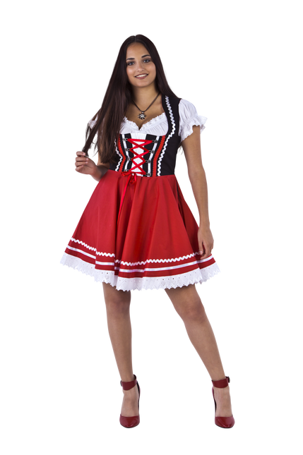 Oktoberfest Vestido Dirndl Oktoberfest Rojo Blanco Señoras 2 Piezas