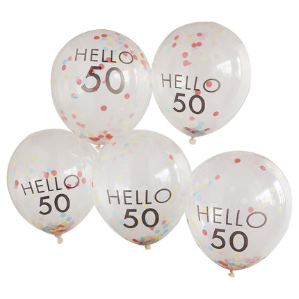 Globos Confetti Transparente 50 Años 30cm 5pcs