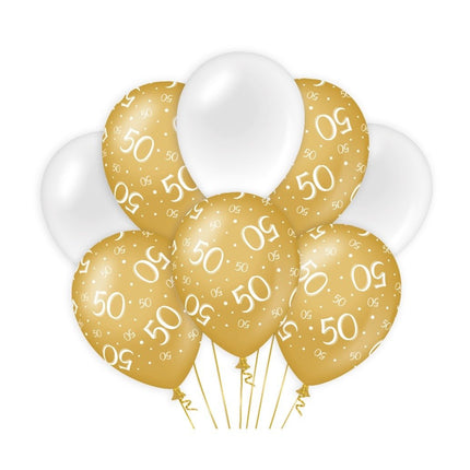 Globos 50 Años Oro Blanco 30cm 8pcs