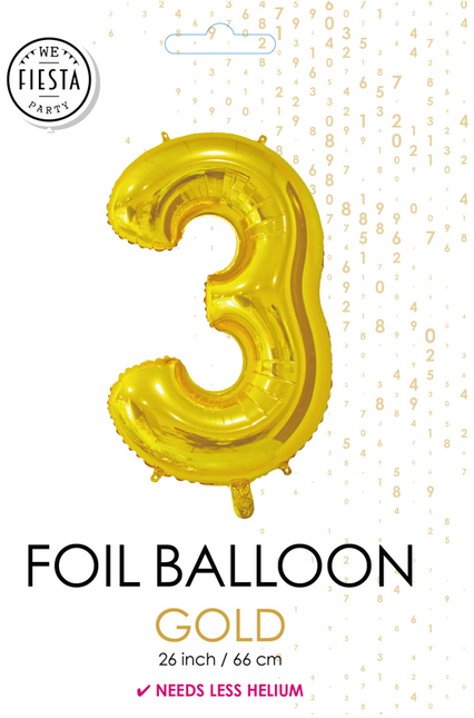 Globo de foil Figura 3 Oro 66cm