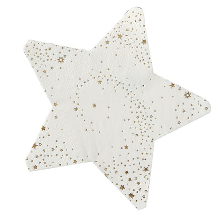 Servilletas Estrellas Oro/Blanco 16,5cm 16pcs