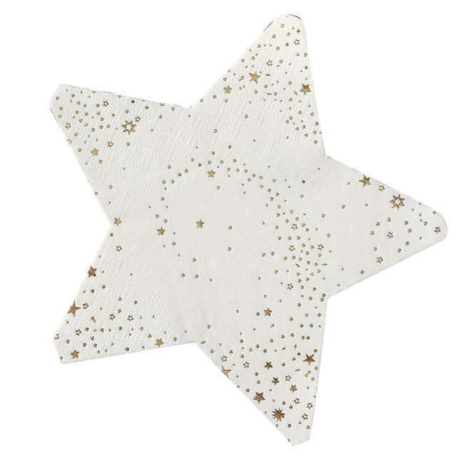 Servilletas Estrellas Oro/Blanco 16,5cm 16pcs