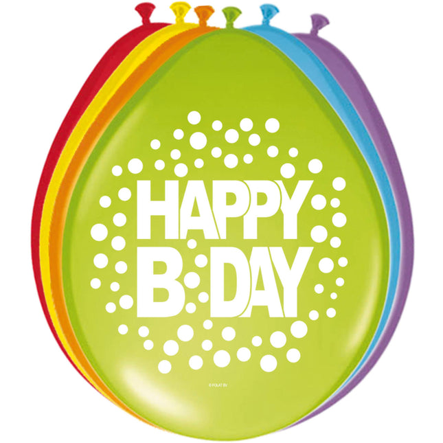 Globos de Cumpleaños Happy Birthday Dots 30cm 8pcs