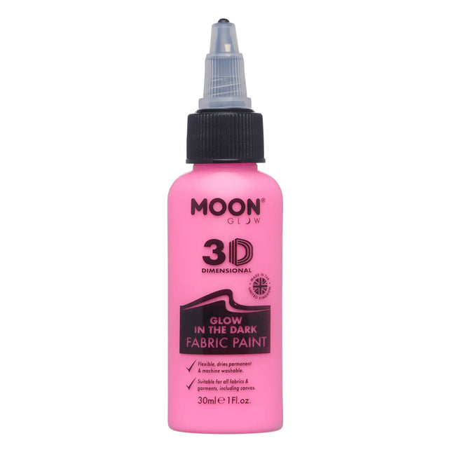 Moon Glow Pintura para Tela que Brilla en la Oscuridad Rosa 30ml