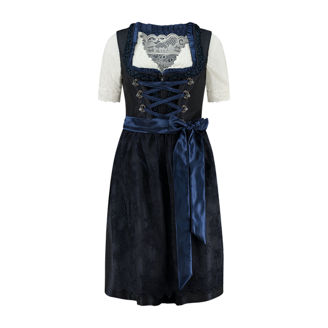 Azul oscuro Dirndl Vestido Oktoberfest Mujer 2 Piezas