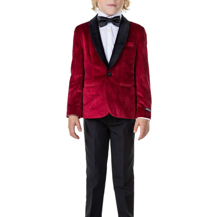 Blazer de terciopelo rojo burdeos chico OppoSuits