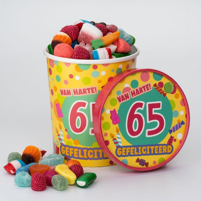 Bandeja de caramelos de colores 65 años 12cm