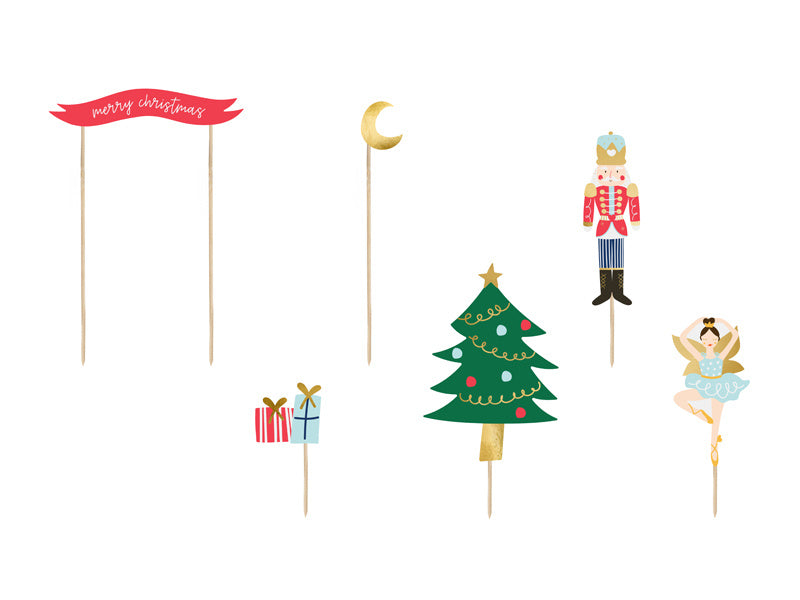 Cake topper Navidad 19cm 6pcs