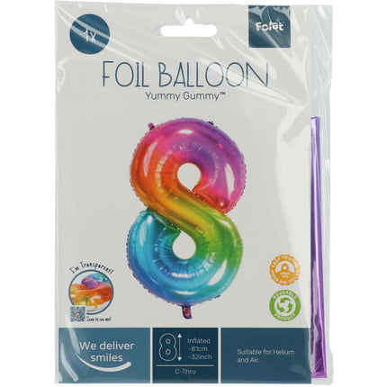 Globo de foil Figura 8 Arco Iris XL 81cm vacío