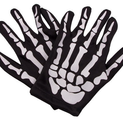 Halloween Guantes Esqueleto Niño Negro