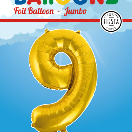 Globo Foil Figura 9 Oro XL 86cm vacío