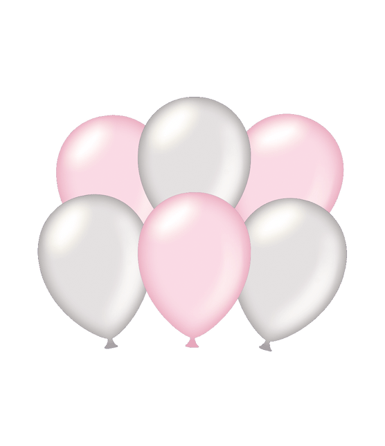 Globos Plata/Rosa 30cm 6pcs