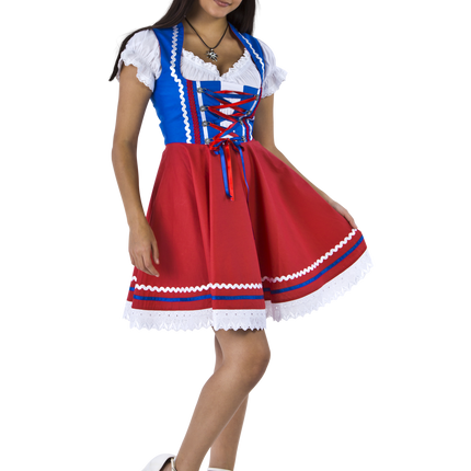 Oktoberfest Vestido Dirndl Oktoberfest Rojo Azul Señoras 2 Piezas