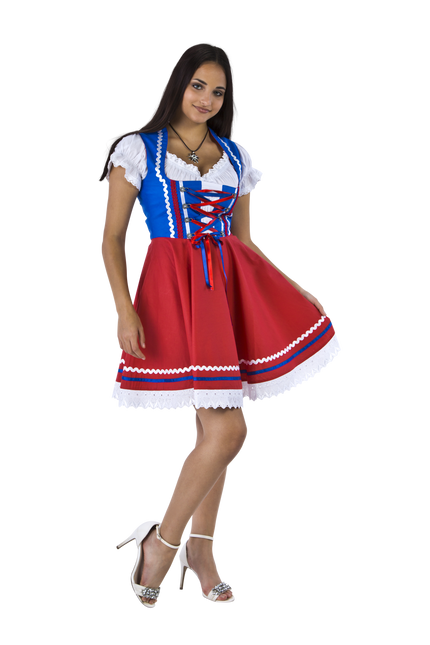 Oktoberfest Vestido Dirndl Oktoberfest Rojo Azul Señoras 2 Piezas