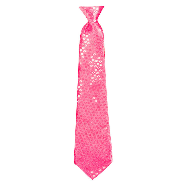 Corbata Rosa Lentejuelas 40cm