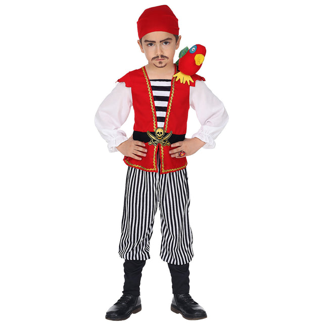 Disfraz de Pirata Negro Rojo Rayas Niño