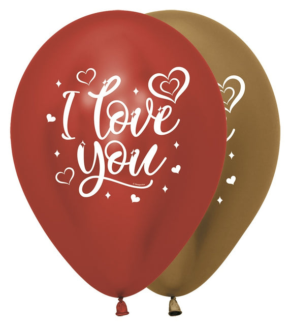 Globos I Love You Sparkly Reflex Mix 30cm 25pcs