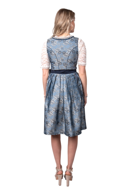 Vestido Dirndl Azul Plata Oktoberfest Señoras 2 Piezas