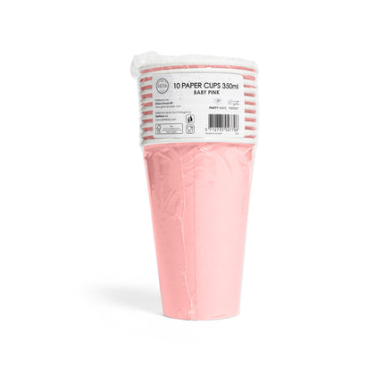 Vasos rosas de papel 350ml 10uds.