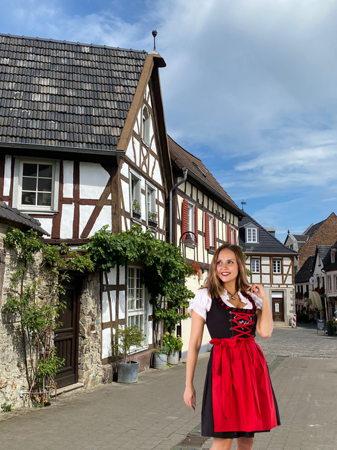 Negro Rojo Vestido Dirndl Oktoberfest Señoras