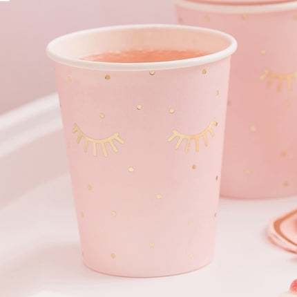 Pestañas Taza Rosa 250ml 8uds.