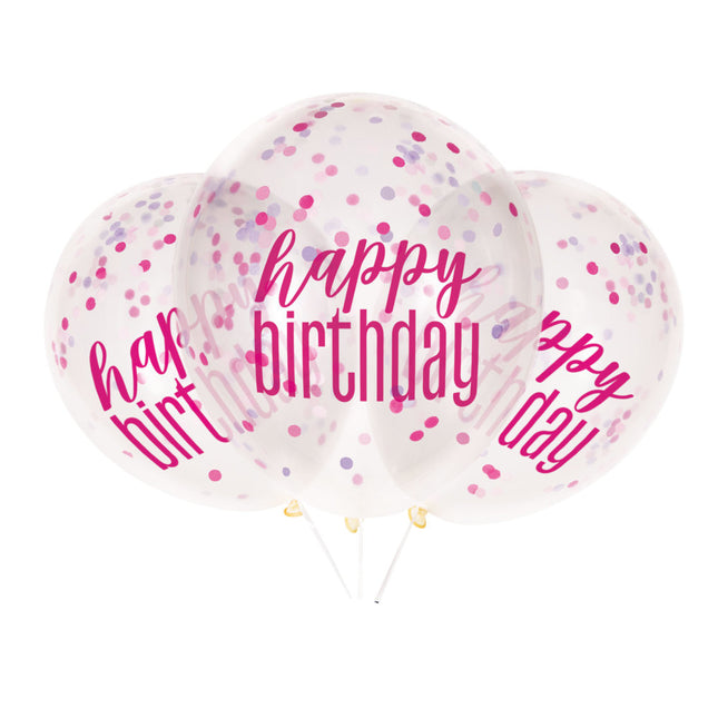 Globos de cumpleaños Happy Birthday Confetti 30cm 6pcs