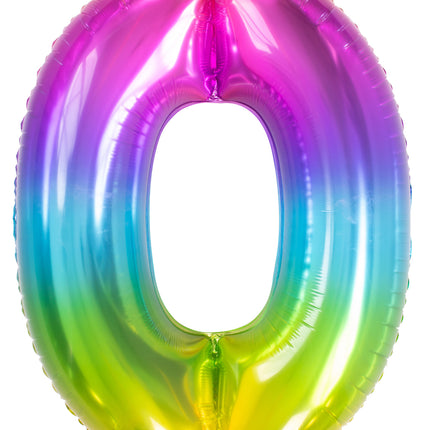 Globo Foil Figura 0 Arco Iris XL 81cm vacío