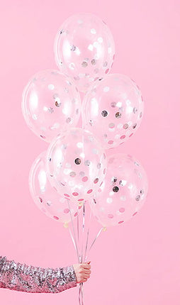 Globos Confeti Plata Deluxe 30cm 6pcs