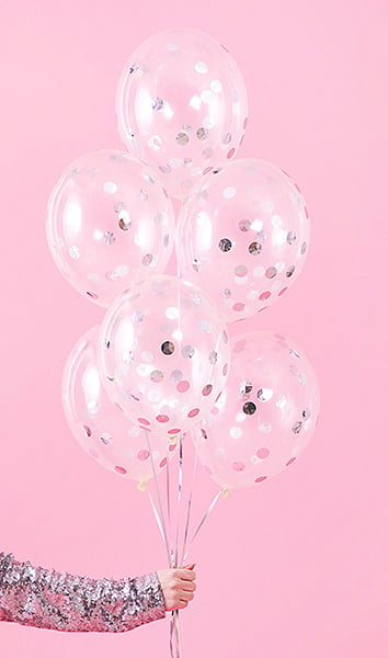 Globos Confeti Plata Deluxe 30cm 6pcs