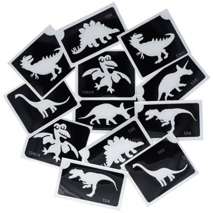 Plantilla Tatuaje Negro Dino 12pcs