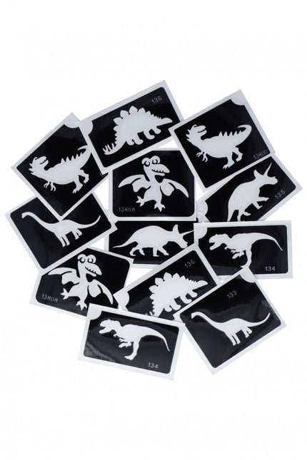 Plantilla Tatuaje Negro Dino 12pcs