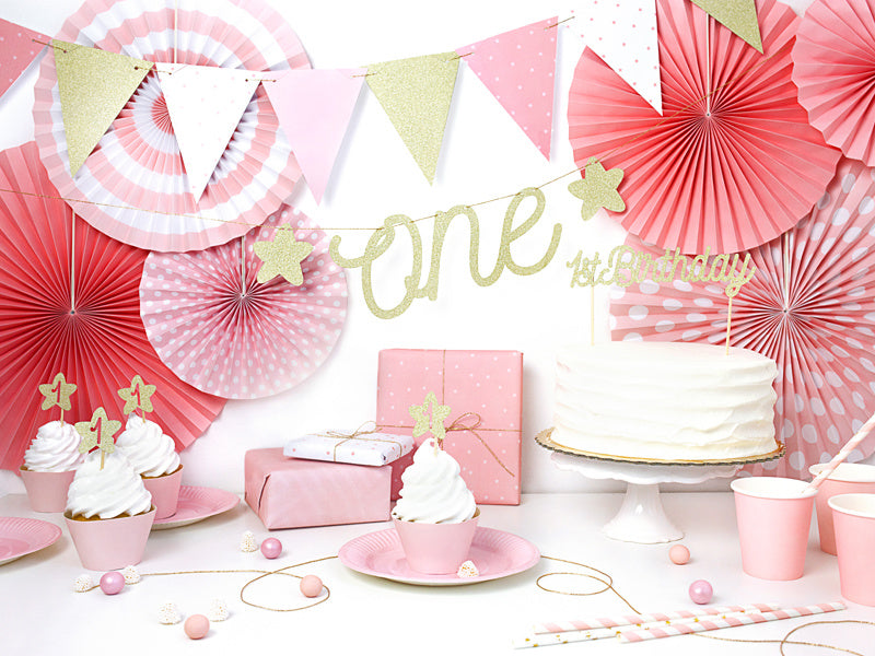 Cake Toppers 1 Año Oro 6pcs