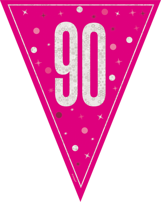 90 Años Guirnalda Rosa 2,5m