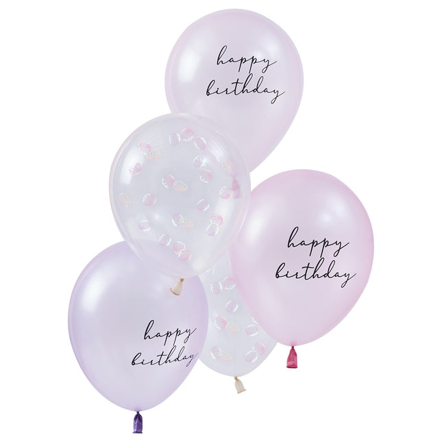 Juego Globos Feliz Cumpleaños Conchas 30cm 5pcs