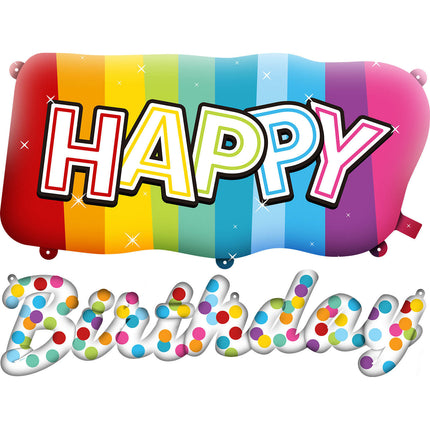 Feliz Cumpleaños Globos Set Arco Iris Confetti 2pcs