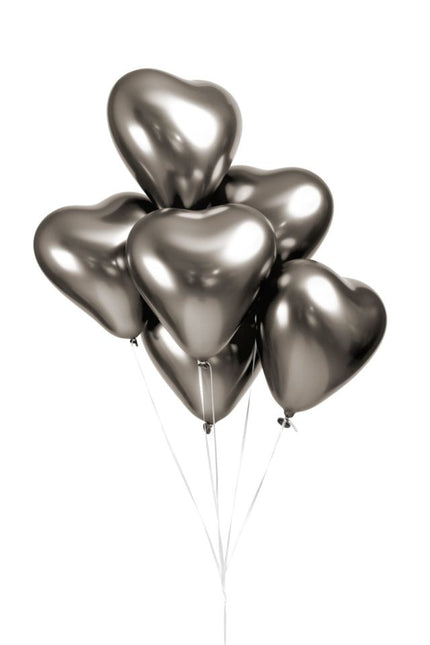 Globos Corazón Gris 30cm 6pcs